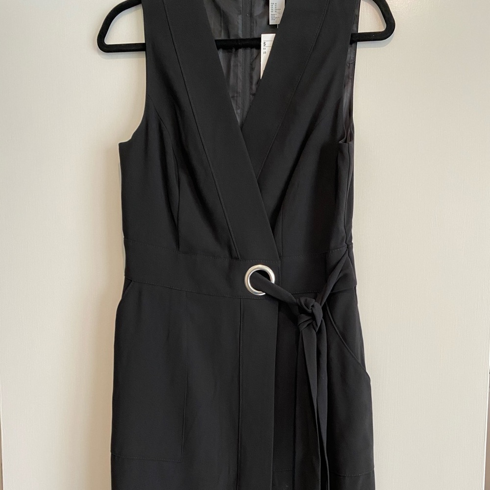 H&M black polyester wrap dress with pockets NWT